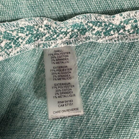 Karl Lagerfeld Paris Women Sz 14 Green Tweed Puff Sleeve Ruffle Hem Sheath Dress - Picture 7 of 8